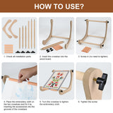Embroidery Table Stand - Adjustable Cross Stitch Hoop Stand, Wood Embroidery Hoop Stand for Lap or Table, Cross Stitch Frame with 2 Sizes Rod embhand