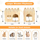 BWOGUE Large Wooden Rabbit House and Hideouts Bunny Castle Detachable Small Animal Play Hideaway Rabbit Hideout Cage Accessories for Indoor Adult Rabbit Guinea Pig Chinchilla Habitat BWOGUE
