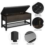 HOSTACK Storage Bench, Entryway Shoe Bench with Flip-Open Storage Box, End of Bed Ottoman Bench with Storage Shelf and Padded Seat for Bedroom, Hallway, Dark Brown HOSTACK