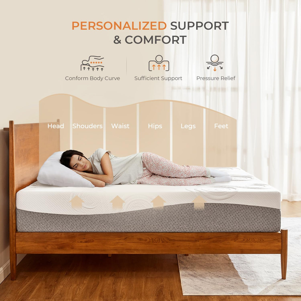 Sweetnight Queen Mattress,10 Inch Plush Foam Mattress, Cooling Gel Memory Foam Mattress for Comfy Sleep and Moisture Wicking Sweetnight