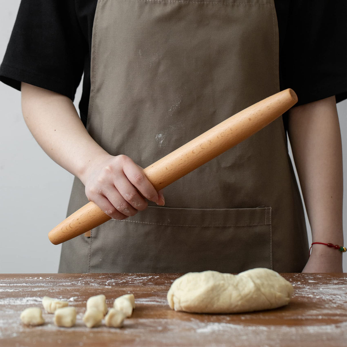Muso Wood Wooden French Rolling Pin for Baking, Beech Wood Tapered Rolling Pin for Fondant Pie Crust Cookie Pastry(French 15.75-Inch) muso wood