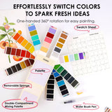 Grabie Foldable Watercolor Set Of 56 With Water Brush Pen Grabie