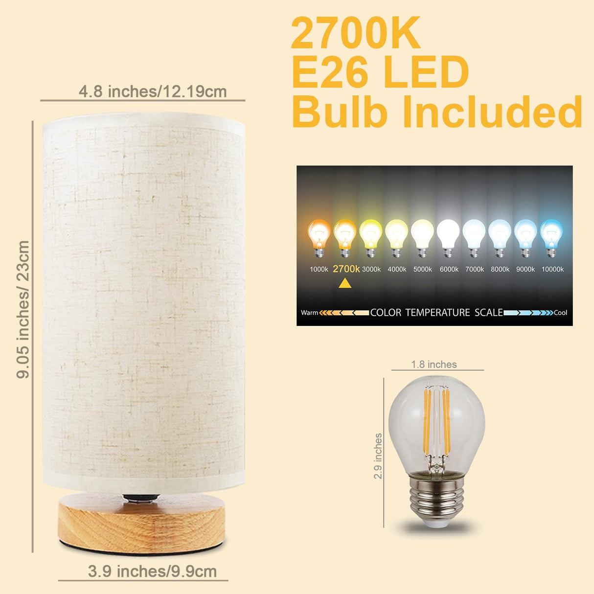 Table Lamp for Bedroom - Small Beside Touch Lamps for Night Stands Home Office - Minimalist Design Warm Light Mini Boho Lamp - Fits in Kids,Living,Nursey Room,College Dorm - Awesome Gift Choice UCHENTON