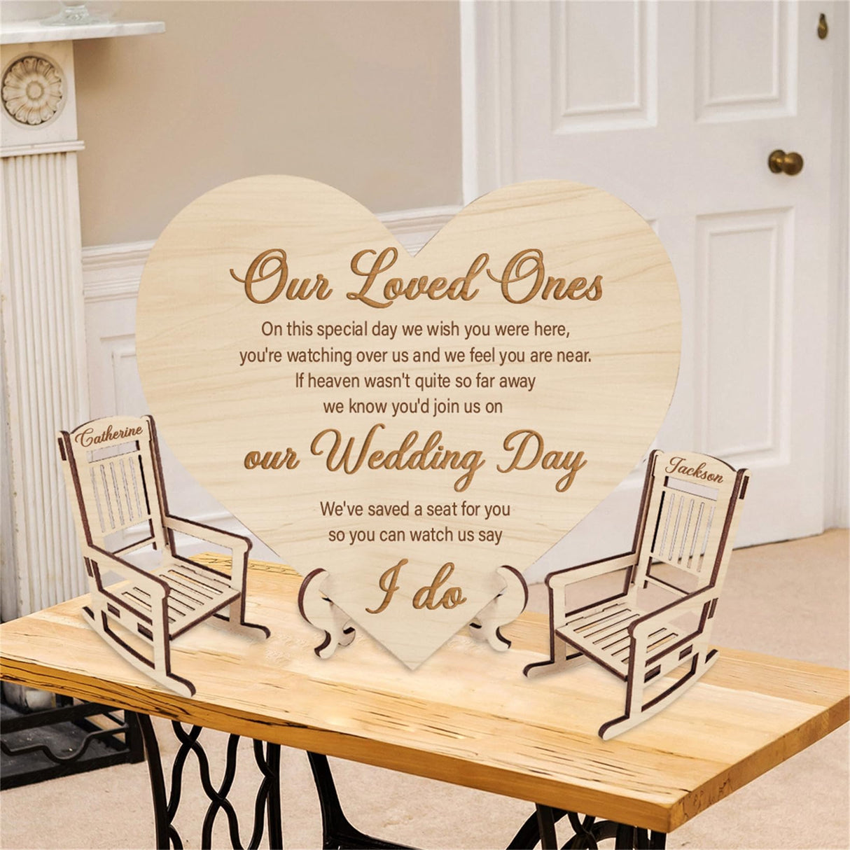 Personalized Wedding Memorial Chair Sign Save a Seat for Someone in Heaven Wedding Day Remembrance Memorial Set Custom 1-15 Memorial Rocking Chairs Dertacoa