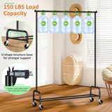 SLEEPING LAMB Heavy Duty Clothing Racks for Hanging Clothes Rack, 43" Wide Rolling Garment Rack Metal Clothing Hanger Rack with Wheels Wardrobe Rack for Coats, Shirts, Dress, (Black) SLEEPING LAMB