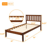 SOFTSEA Twin Platform Bed Frame with Storage, Farmhouse Bed Frame with Headboard for Kids Teens, Wood Slats, Easy Assembly, Walnut SOFTSEA