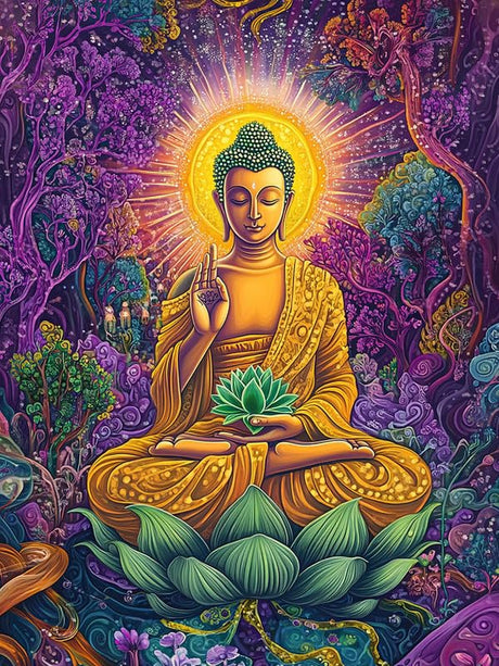 Bimkole 5D Diamond Art Kits for Adults Buddha, Full Drill DIY Rhinestone Embroidery Set Paint with Diamonds Art Flower Tree by Number Kits Cross Stitch Home Wall Craft Decor 12x16 Inch Bimkole