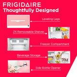 Frigidaire Retro Compact Fridge with Chiller, 3.2 cu ft Countertop Fridge with Built-In Bottle Opener, Compact Refrigerator for Office, Bedroom, Dorm Room or Cabin - 16.5"D x 19"W x 31"H (Pink) Frigidaire