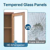 PEUKC Display Cabinet-71 Inches 4 Adjustable Shelves Curio Cabinets with Locking Glass Doors Display Case for Collectibles, Cosmetics, Hydroponics, Books (Wood Color,Assemble Required) PEUKC