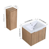 60" Floating Double Sink Bathroom Vanity Brown Wall Mount Bathroom Vanity Cabinet with Sink Combo, 60-Inch Bathroom Vanities Set with Open Storage Shelf & 2 Side Cabinet & 2 24in Bathroom Vanities Henf