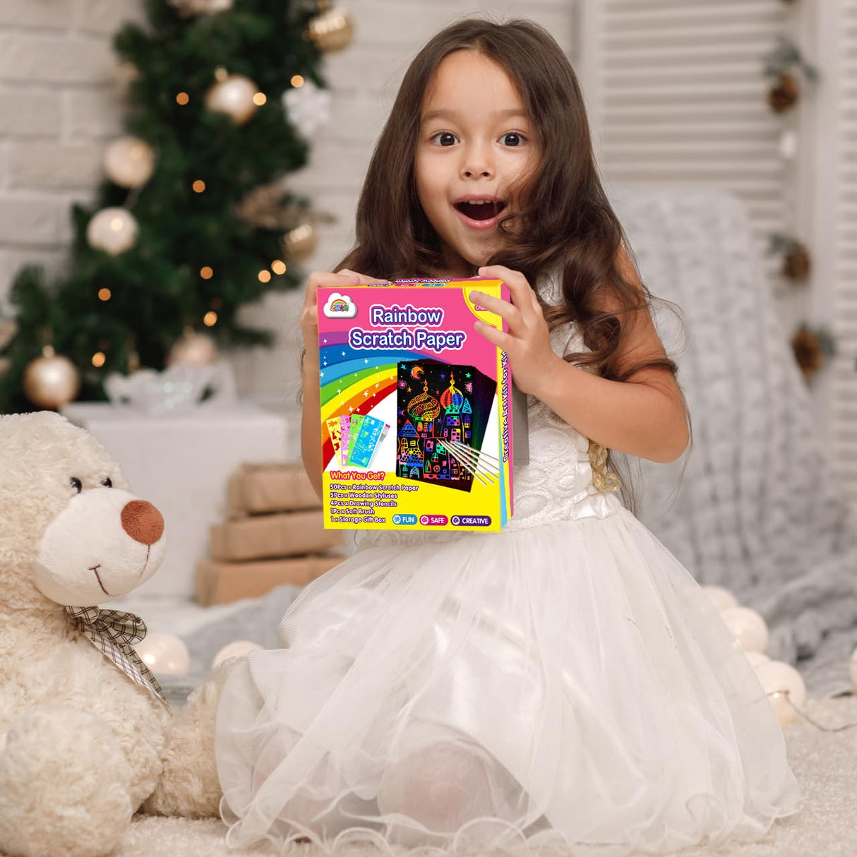 ZMLM Scratch Art Crafts Girls Gifts, 50 Rainbow Scratch Paper Art Gifts for 3 4 5 6 7 8 9 10 Years Old Girls and Boys Kids, Arts and Crafts for Kids 4-6 Birthday Toys and Games Activities Gift (Pink) ZMLM