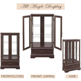 CKEASEAN Curio Cabinet 47" H Vintage Glass Display Cabinet with 3-Tier Adjustable Glass Shelves, Acrylic Mirrored Back Pane, Light Blub Included, China Cabinet for Living Room (Dark Cherry) CKEASEAN