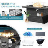 NICESOUL 11-Piece Patio Furniture with Chaise Lounge, Modern Wicker Outdoor Sectional with Fire Pit, Comfortable 29.3'' High-Back Conversation Seating, Heavy Duty All-Weather Couch Set, Grey & Teal NICESOUL