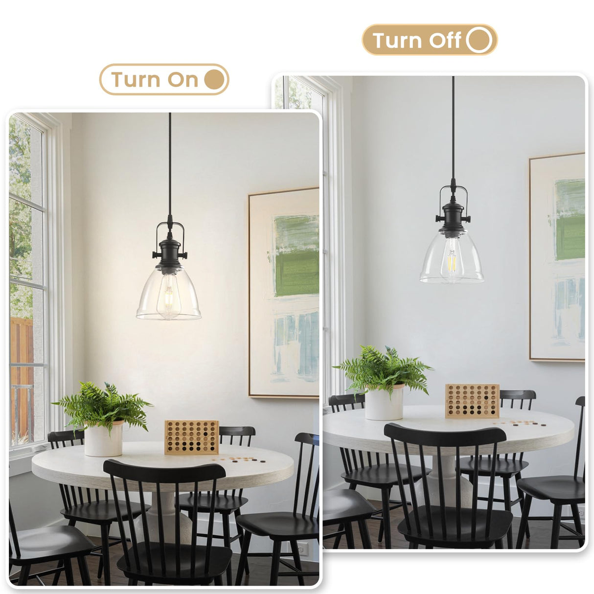 LWWHQ Black Pendant Lights Kitchen Island 2 Pack, Farmhouse Pendant Light, Industrial Clear Glass Pendant Light, 6.5 inches Kitchen Pendant Lighting Over Island Sink Dining Room LWWHQ