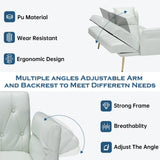 Ball & Cast 61.4"/67.71" Faux Leather Upholstered Sleeper Sofa Bed,Convertible Loveseat Couch w/Pillow&Adjustable Arm&Back,Button Tufted Modern Futon Daybed for Apartment Office,White Ball & Cast