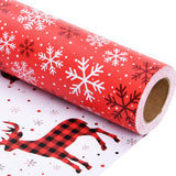Sikiweiter Christmas Wrapping Paper Rolls -Mini Roll 17 Inch X 33 Feet - Reversible Plaid Reindeer and Snowflake Design Wrapping Paper(Christmas) Sikiweiter
