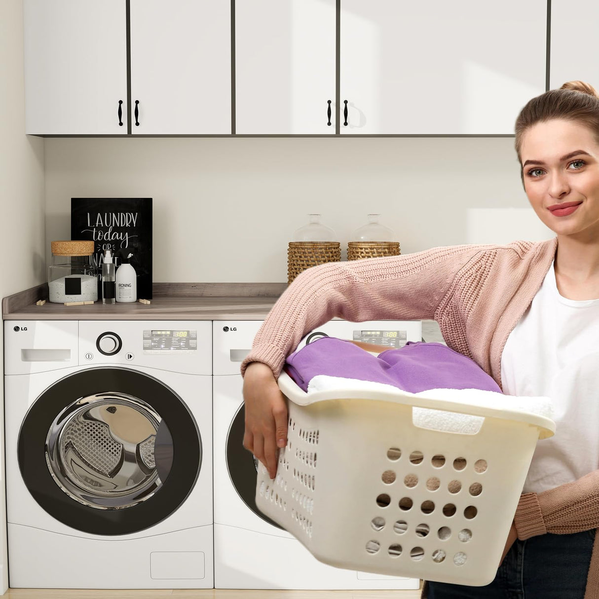 vomavex Washer Dryer Countertop, 54" Width * 27.4” Depth Washer and Dryer Covers for The Top for Laundry Room Organization, Washer and Dryer Countertop Shelves, Greige vomavex