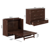 AFI, Northfield Murphy Bed Chest Full with 6" Mattress, Storage Drawer & Built-in USB Charger, Burnt Amber AFI