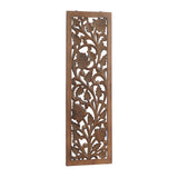 Deco 79 Wooden Floral Handmade Home Wall Decor Intricately Carved Acanthus Wall Sculpture, Wall Art 12" x 1" x 36", Brown Deco 79