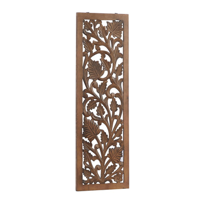 Deco 79 Wooden Floral Handmade Home Wall Decor Intricately Carved Acanthus Wall Sculpture, Wall Art 12" x 1" x 36", Brown - WoodArtSupply