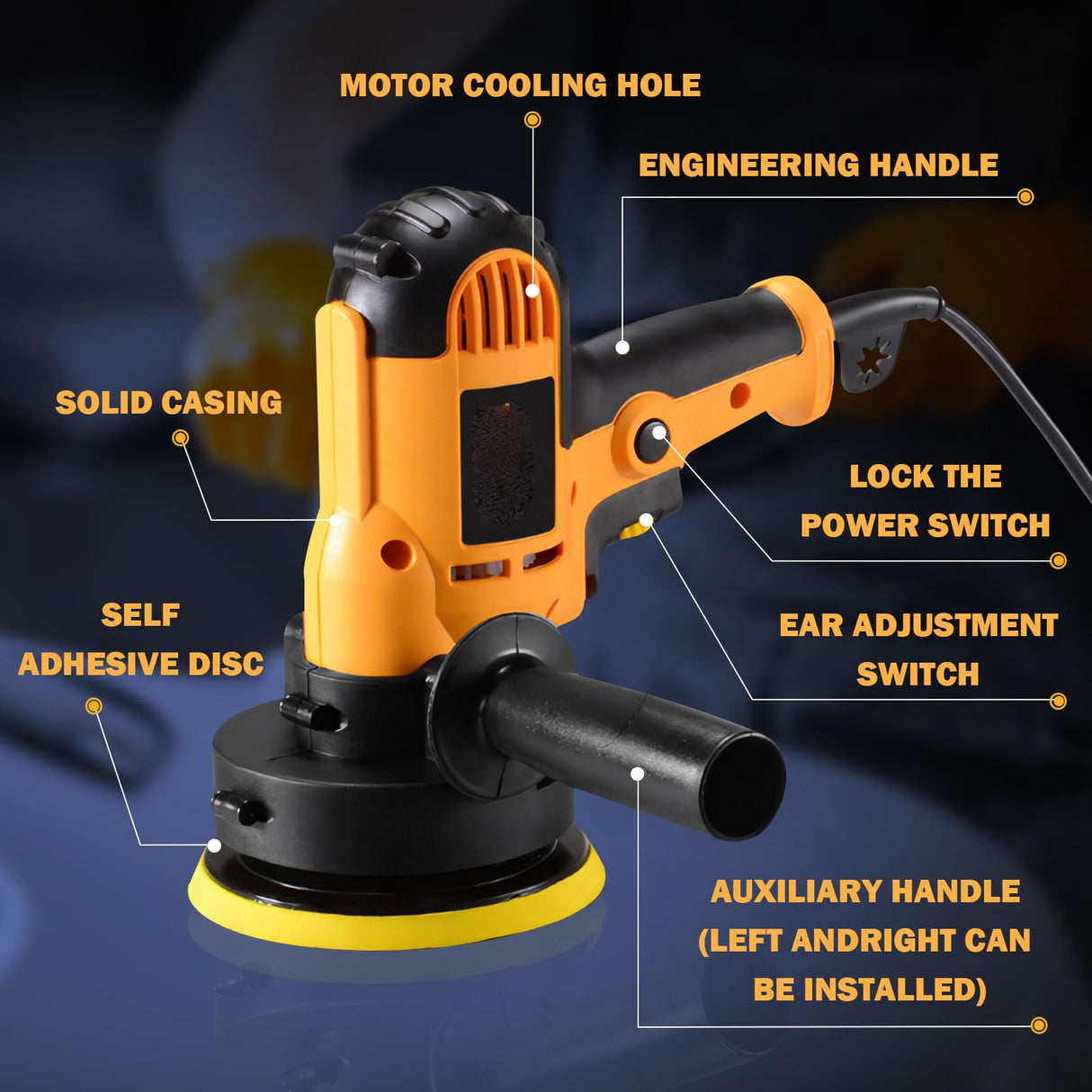 CJC Buffer Polisher - 110V 600W Variable Speed Polisher Machine - Random Orbital Polisher Buffer,For Floor,Car,Furniture,Metal for waxing and polishing with Professional Buffing and Polishing Kit cjc