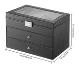 Oyydecor Sunglasses Organizer for Women Men, 3-layer 18 Slots Glasses Case Sunglass Eyeglasses Collector Eyewear Display Storage Box with Drawer Clear Glass Top, Carbon Fiber, Black Oyydecor