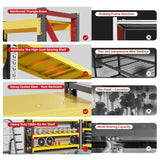 Welfiya 60" W Garage Shelving,4-Tier Heavy Duty Storage Shelves Unit with Adjustable Metal Shelf for Warehouse,Basement,Workshop,5000LBS,60" W x 24" D x 79" H,Black&Yellow Welfiya