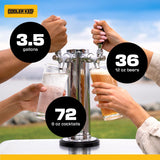 Cooler Keg™ Portable Kegerator Stainless Steel Insulated Cooler Draft System: Refillable Mini Kegs: Draft Beer, Cocktails, Homebrew, Seltzer. Dispenser with Dual taps. 4 CO2 CARTRIDGES Included Cooler Keg