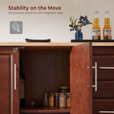 Lyromix Walnut 54" Rolling Kitchen Island Cart with Storage, Large Kitchen Cart with Folding Drop Leaf Breakfast Bar, Wood Island Table for Kitchen with 3 Drawers and Spice Rack & Towel Rack, Brown Lyromix