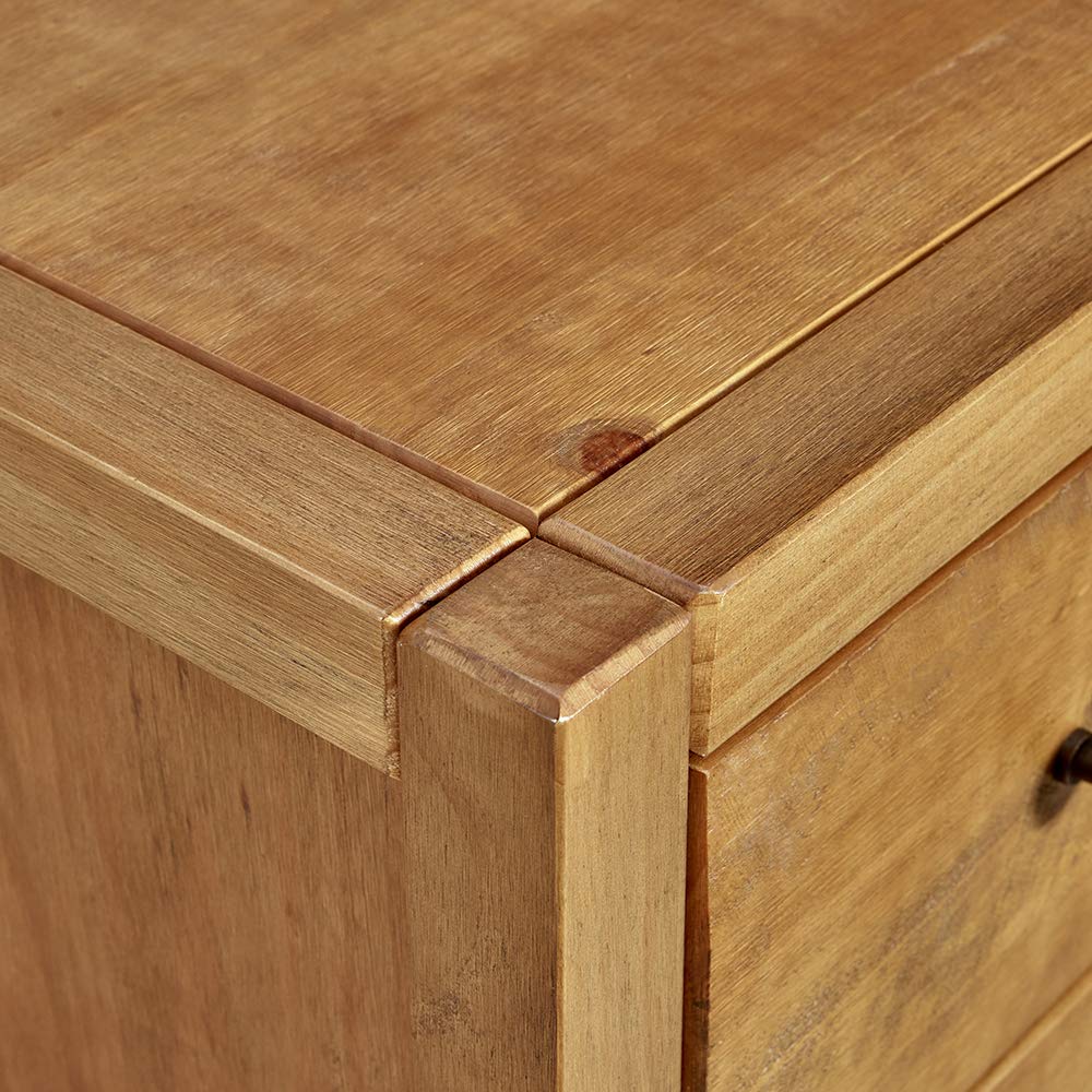 MUSEHOMEINC Rustic Ridge Farmhouse 3-Drawer Nightstand,Night Stand with 3 Drawers Dresser,Wooden Dresser with Round Metal knobs for Bedroom MUSEHOMEINC
