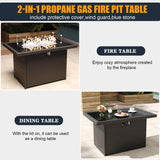 FUARTIO 10 Pieces Outdoor Patio Furniture Set with Fire Pit Table, Wicker Patio Sectional Set Conversation Wicker Swivel Chairs with Small Side Table FUARTIO