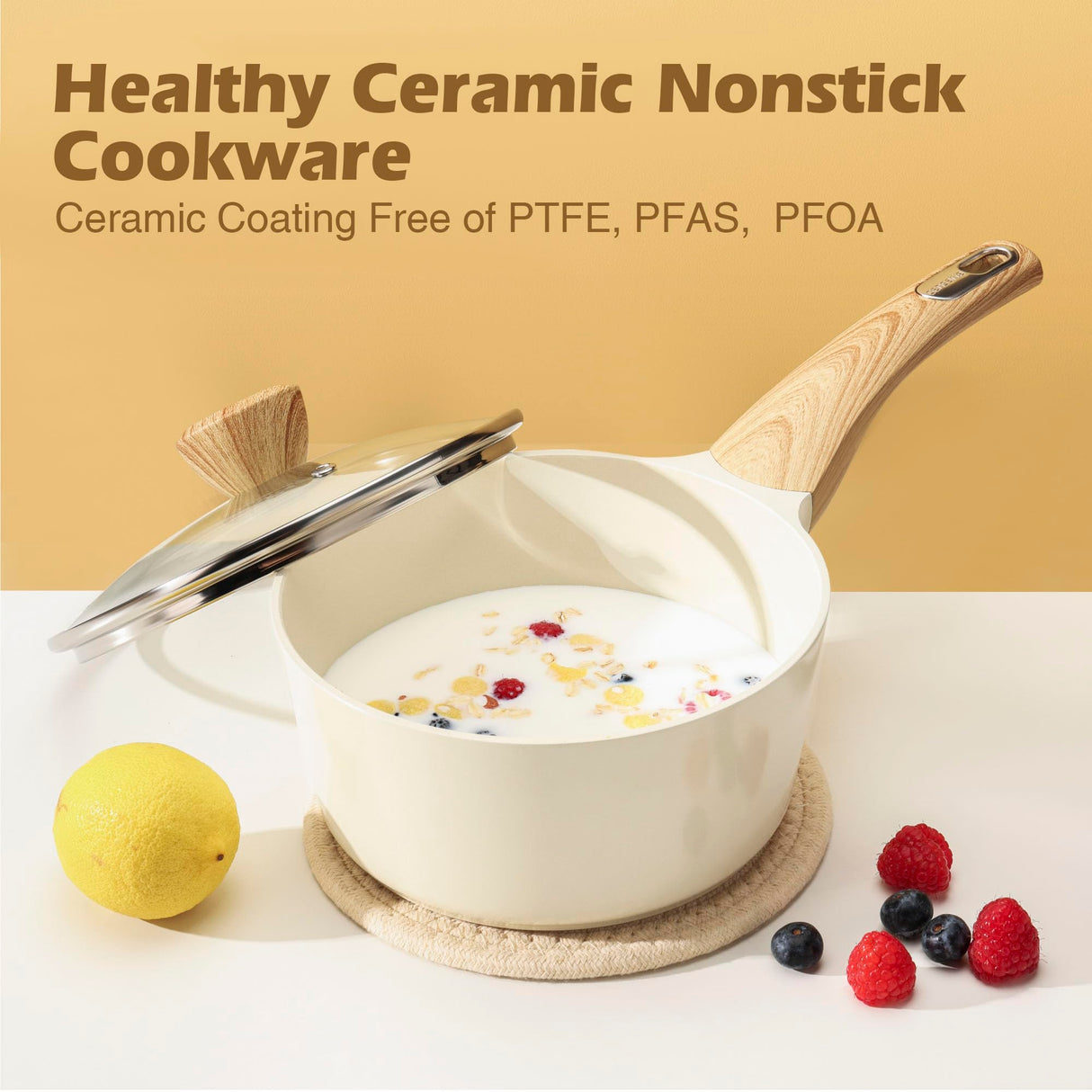 SENSARTE Ceramic Cookware Sets, Pots and Pans Set Nonstick, 14-Piece Induction Cookware, Non-toxic Healthy Non Stick Kitchen Cooking Set, with Frying Pans Set, PFAS PTFE PFOA PFOS Free SENSARTE