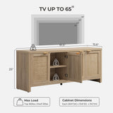 SICOTAS TV Stand for Living Room Boho Entertainment Center for Bedroom with 4 Rattan Cabinets Farmhouse Television Stands with Storage Large Media Console Table for TVs up to 45 50 55 60 65 Inch SICOTAS