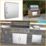 Outdoor Kitchen Doors- 30" W x 21" H - Stainless Steel BBQ Double Access Door,Flush Mount for Outdoor Kitchen and BBQ Island yuxiangBBQ