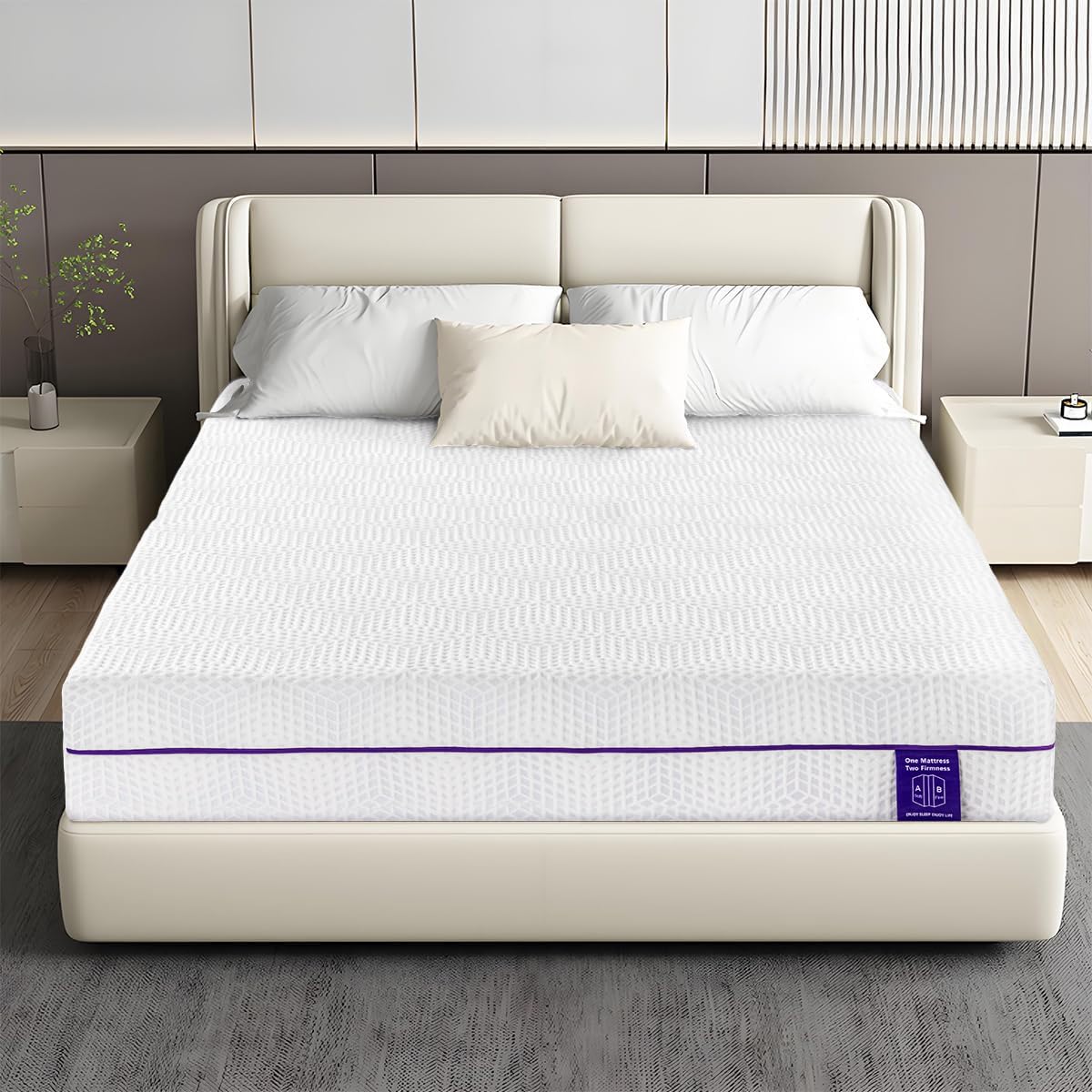 Tripie 6 Inch Full Mattress, Gel Soft & Firm Dual Sides Flippable Lavender Sleep Aid Mattress for Memory Foam Mattress, Hypoallergenic Bamboo Charcoal, Full Size Bed in a Box, CertiPUR-US