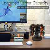 LingLingo Sunglasses Organizer 360° Rotating Eyeglass Holder Stand with Wood Tray and Base, Eye Glass Display Rack for Multiple Sunglass Storage for Table Dresser Nightstand Desk LingLingo