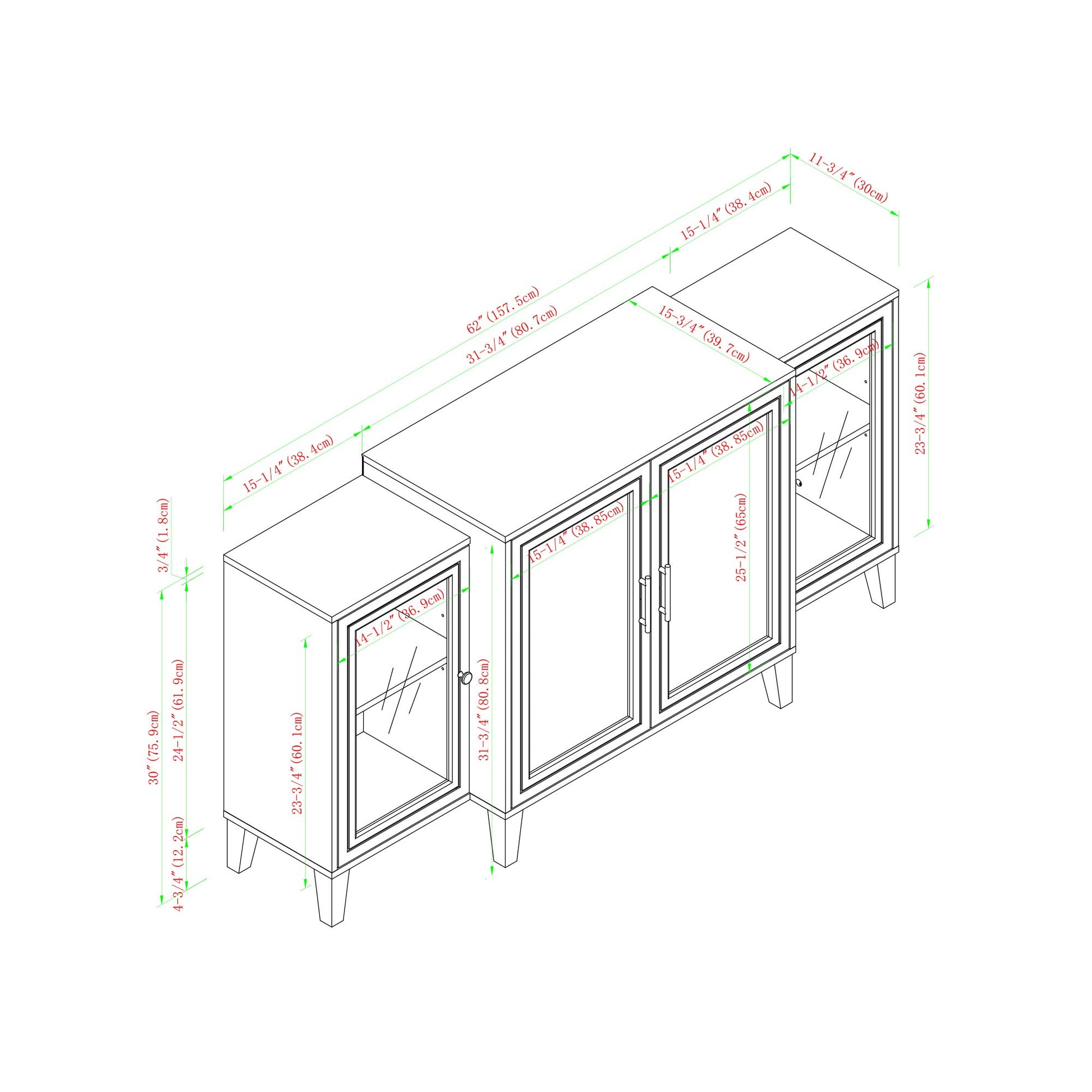 Walker Edison 4-Door Tiered Modern-Sideboard-Buffet Stand for Storage, 62, White - WoodArtSupply