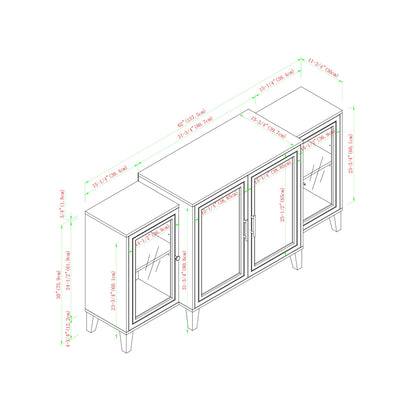 Walker Edison 4-Door Tiered Modern-Sideboard-Buffet Stand for Storage, 62, White - WoodArtSupply