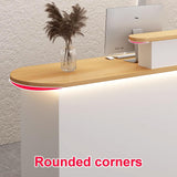 Modern Reception Desk with Storage | Stylish Lobby Counter Table | Receptionist Desk with Soft Lighting | White & Black | 0.8m | Ideal for Offices & Businesses Generic