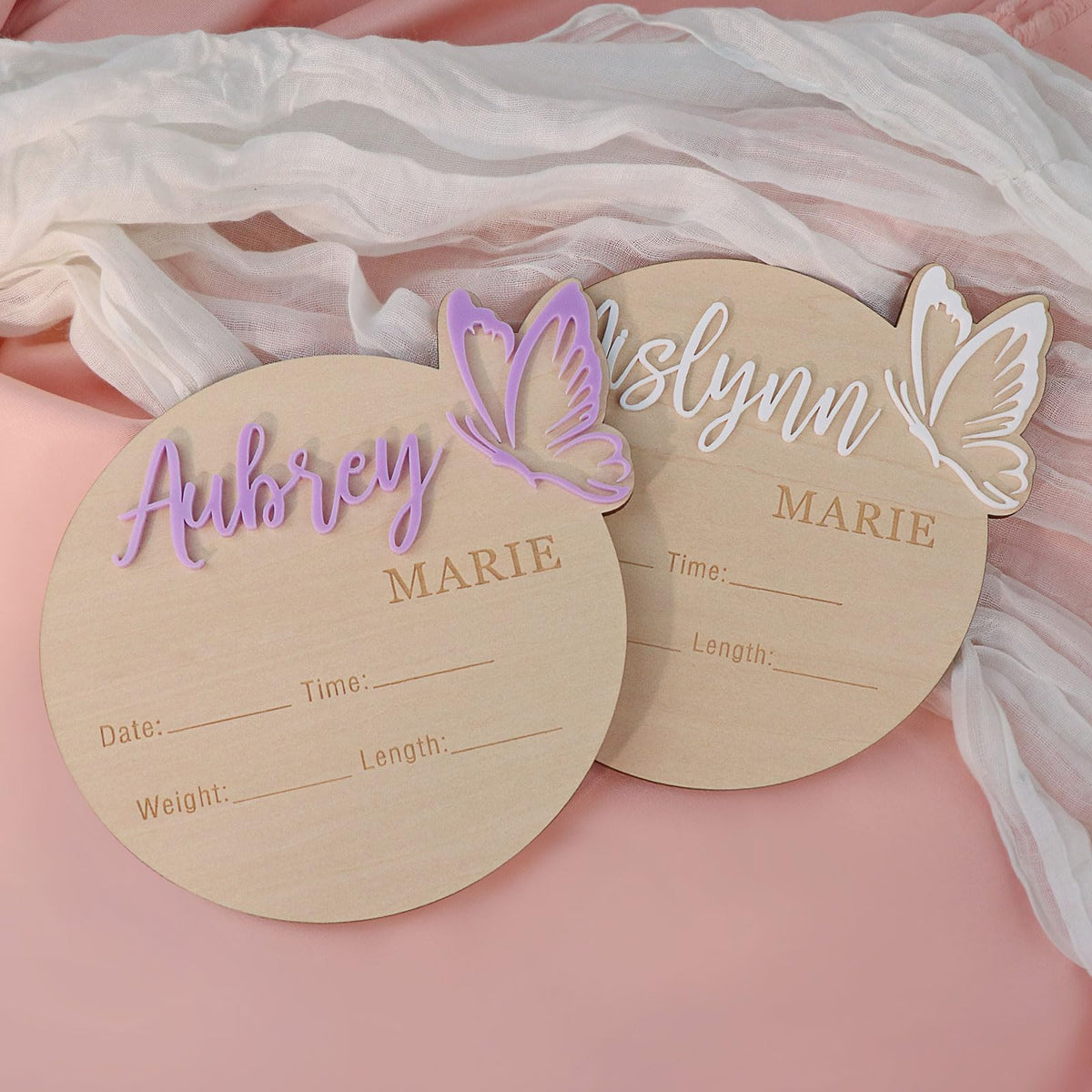 Personalized Butterfly 3D Name Sign for Hospital,Custom Wooden Baby Name Announcement Sign And Footprint Sign for Photo Prop Baby Shower Nursery Gift HZGUEOSTB