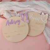 Personalized Butterfly 3D Name Sign for Hospital,Custom Wooden Baby Name Announcement Sign And Footprint Sign for Photo Prop Baby Shower Nursery Gift HZGUEOSTB