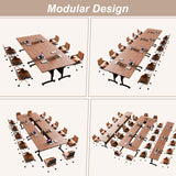 Modern Conference Table,4PCS Folding Conference Table with 360°Mobile Wheels,Office Conference Room Table for 4-6 Person,Modular Meeting Table (Walnut, 47in) Generic