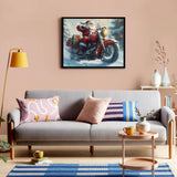 KXBAVPP Christmas Diamond Painting Kits for Adults, 5D Santa Claus Motorcycle Diamond Art Kits for Beginners, Winter DIY Full Drill Paint with Diamond, Xmas 12x16 Inch KXBAVPP