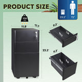 DEVAISE 3-Drawer Slim File Cabinet, Vertical Filing Cabinet, Fully Assembled Except Casters, Black DEVAISE
