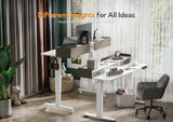Claiks Standing Desk with Drawers, Stand Up Electric Standing Desk Adjustable Height, Sit Stand Desk with Storage Shelf and Splice Board, 48 Inch, White Claiks