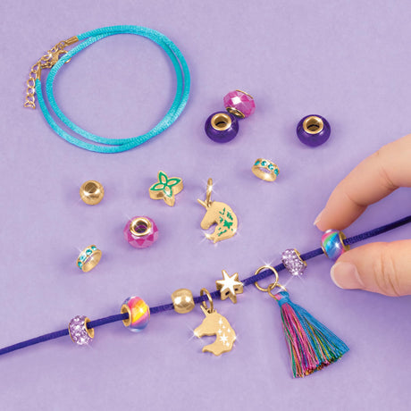Make It Real: Unicorn Academy: Enchanted Charms Bracelet Kit - 20pc DIY Jewelry Craft, Make 2 Charm & Bead Bracelets, Netflix Series, Girls & Kids 8+ Make It Real