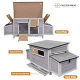 Chicken Coop Outdoor Wooden Hen House with Nesting Box Poultry Cage with 2 Perches,2 Large Front Doors GUTINNEEN