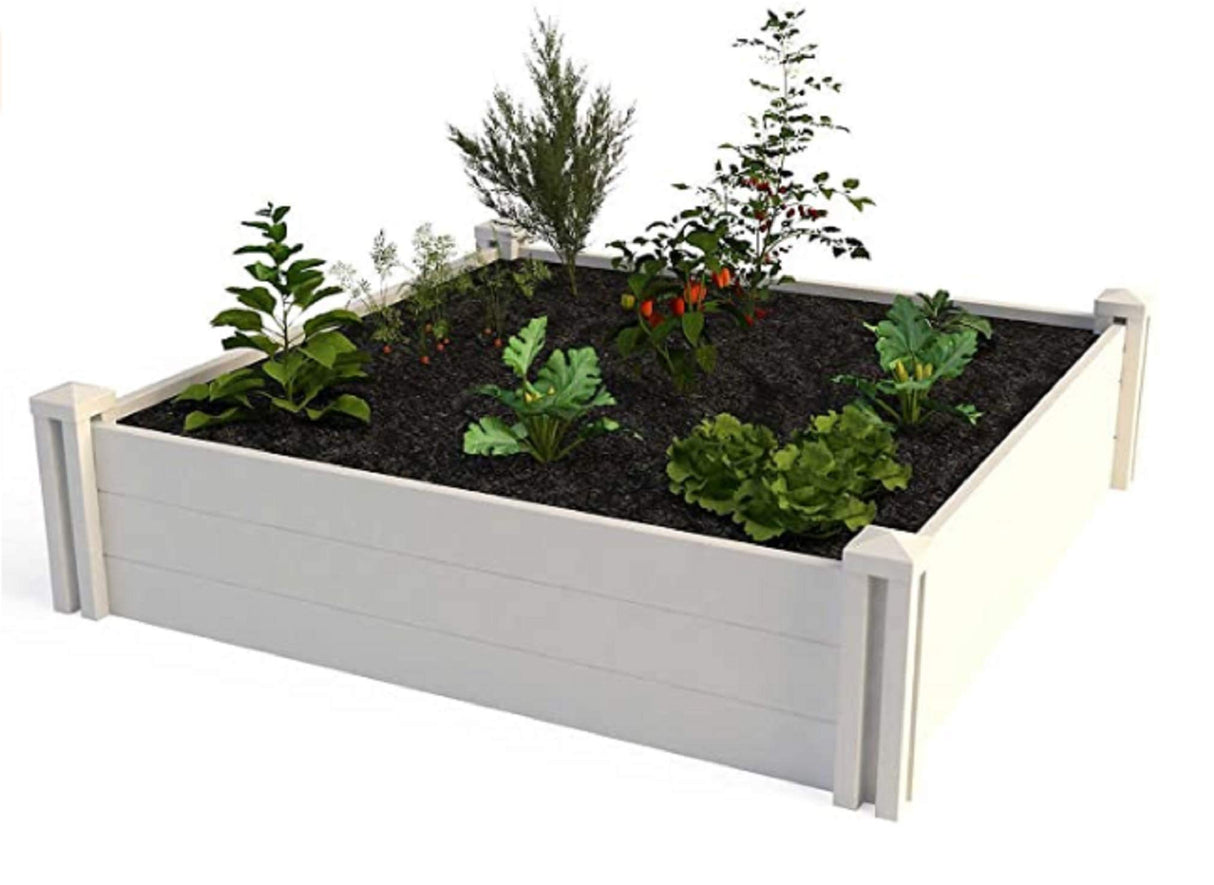 Vita 4 ft. x 4 ft. White Vinyl Raised Garden Bed 2-Pack DEXATEK