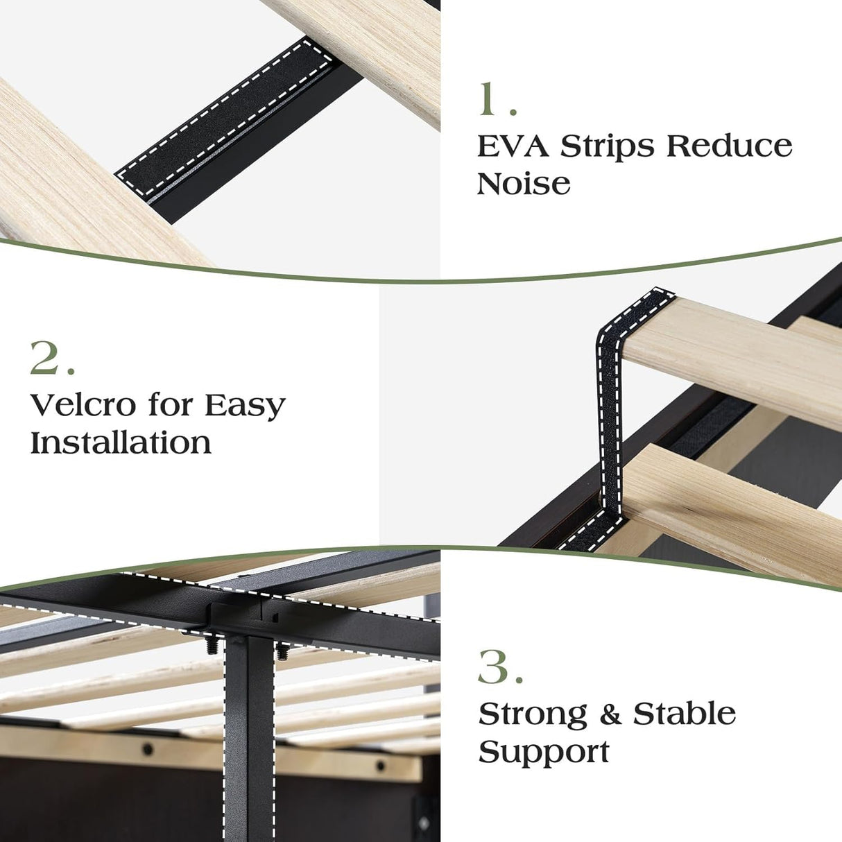 LUXOAK King Size Wood Platform Bed, Rustic Bed Frame with 51.2" Tall Slatted Headboard, Wooden Slats & Metal Support, No Box Spring Needed/Noise Free, Easy Assembly, Espresso LUXOAK