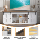 GAOMON 70" Farmhouse TV Stand for 80/75/70 Inch TVs,Entertainment Center Storage Cabinets w/Power Outlets and Sliding Barn Door,Rustic TV Stands for Living Room,Media Console Cabinet GAOMON